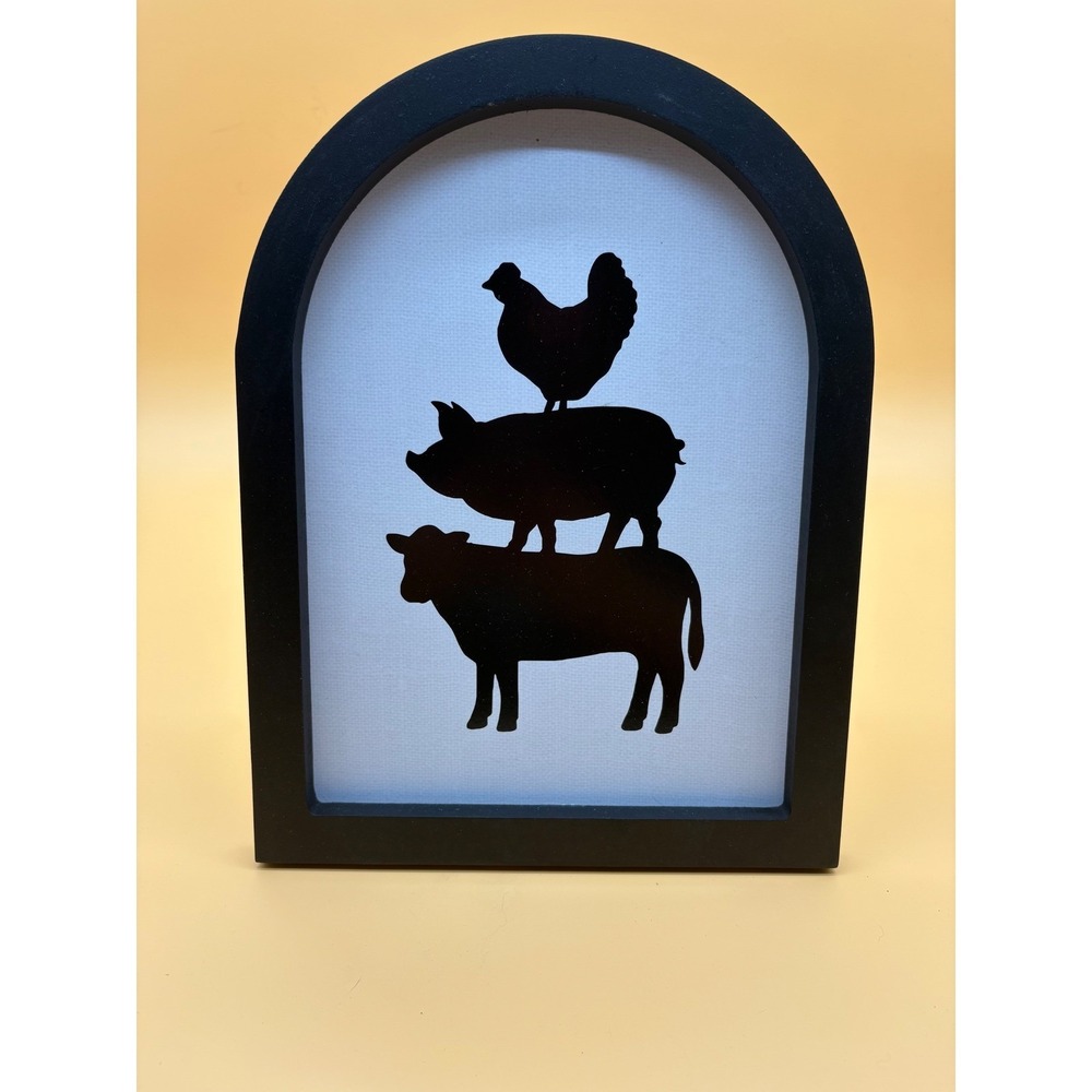 True Living Farmhouse Stacked Animal Silhouette Arched Tabletop Wall Decor Black